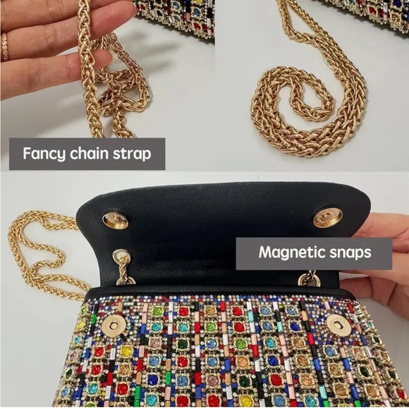 Elegant Unbranded Multicolor Studded Rhinestone Women's Bag - NIP - Picture 13 of 16